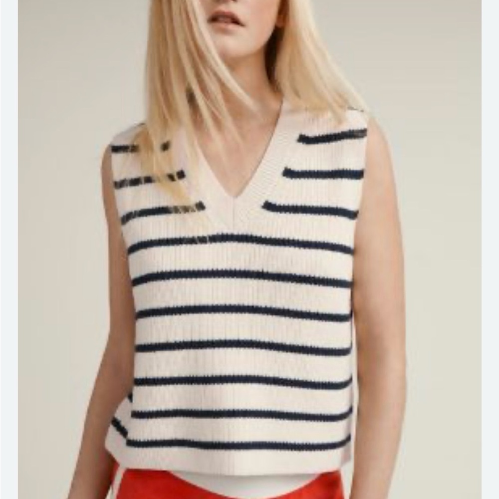 Zara Black and Cream Knit Vest